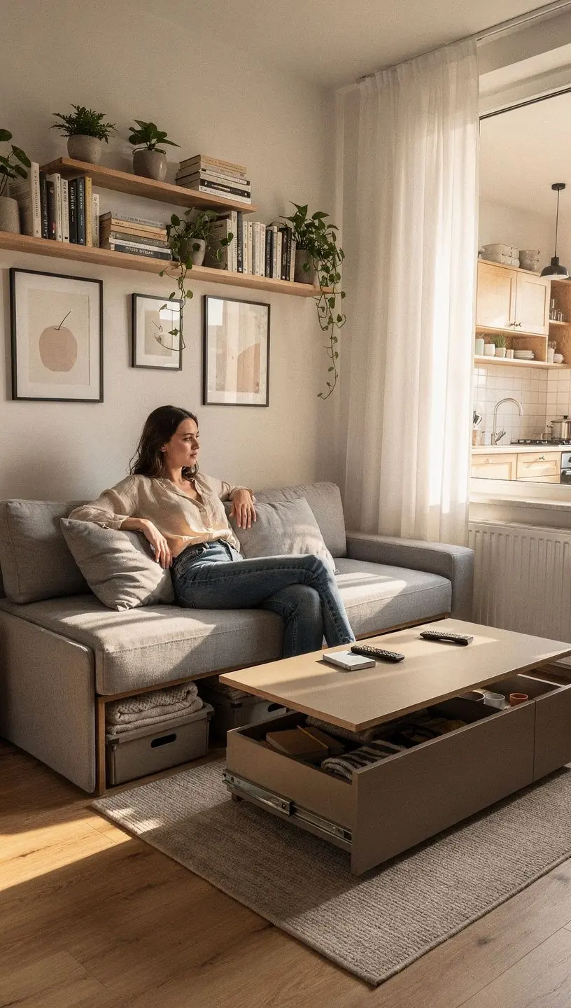 Przykład przestrzeni do pracy w małym mieszkaniu z optymalnym wykorzystaniem miejsca i naturalnym światłem.